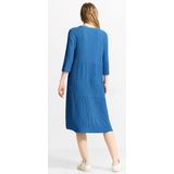 Cecil - Tuniekjurk - Blauw - Midi-jurk in Seersucker - 3/4 Mouwen met Manchetten