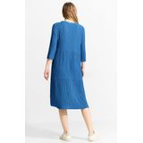 Cecil - Tuniekjurk - Blauw - Midi-jurk in Seersucker - 3/4 Mouwen met Manchetten