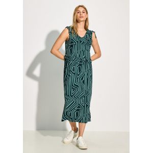 Jerseyjurk - Fir Green - V-hals - Met Print - Doorgestikte Zoom