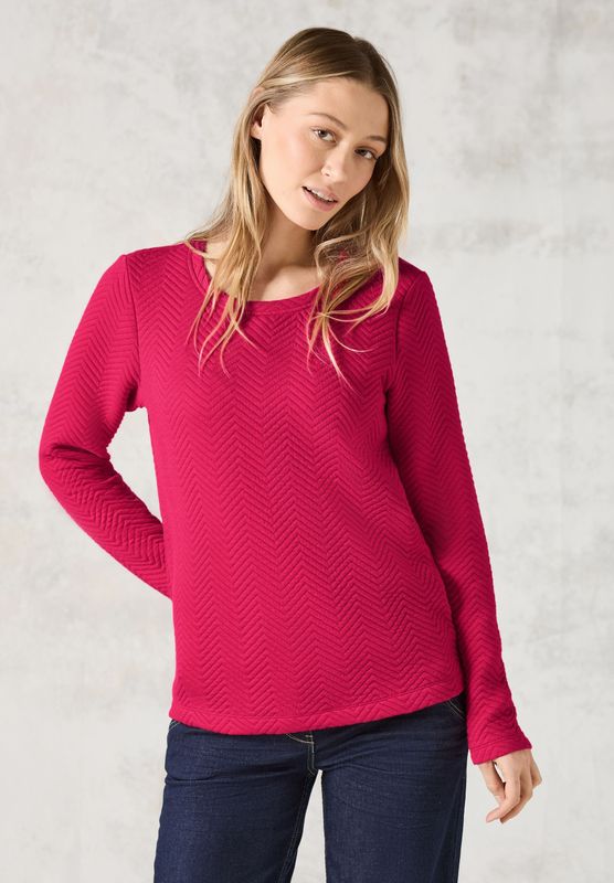 CECIL - Overhemd - Fijn Structuurpatroon - Ronde Hals - Lange Mouwen