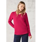 Cecil - Gestructureerd Overhemd - Rood - Ronde Hals, Lange Mouwen