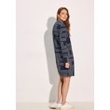 Cecil - Knielange Jacquard Jurk - Blauw - Zacht en Comfortabel