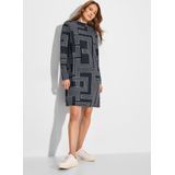 Cecil - Knielange Jacquard Jurk - Blauw - Zacht en Comfortabel