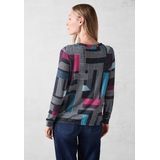 Cecil - Shirt - Langemouwen - Deep Petrol Melange - Met Print All-Over