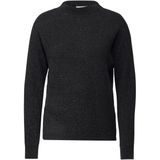 Cecil - Trui - Deep Charcoal Grey - Gemêleerde Look - Zachte Ribbrei