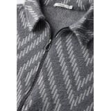 Cecil - Cardigan - Platinum Grey Mel - Grafisch Patroon - Ritssluiting