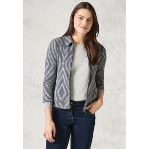 Cecil - Cardigan - Platinum Grey Mel - Grafisch Patroon - Ritssluiting