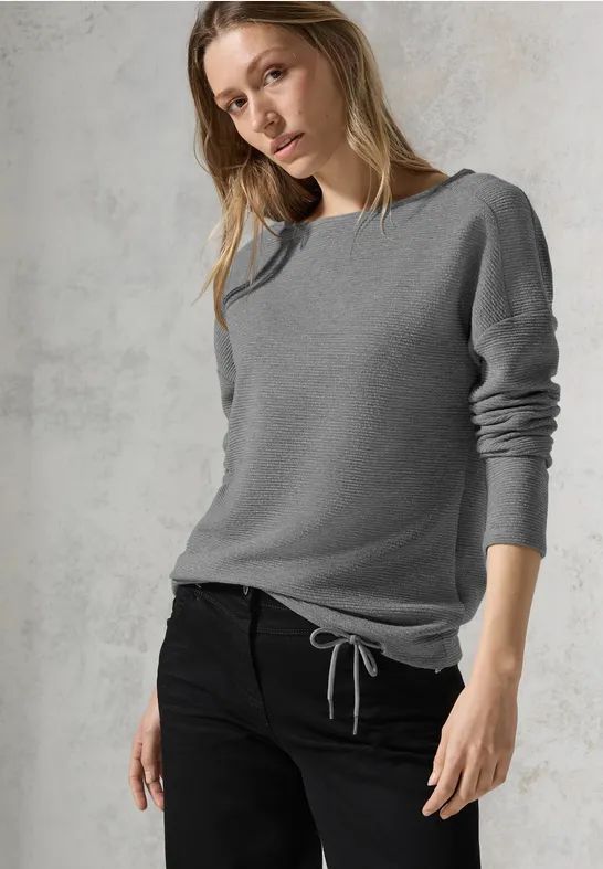 Cecil - Ottoman Shirt - Grijs - Dames - Lange Mouwen