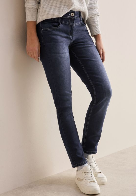 Jeans - Dark Blue Wash - Hoog Taille - Smalle Pijpbelijning