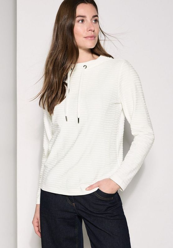 Cecil - Shirt - Vanilla White - Structuurmotief - Ronde Hals