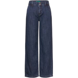 Street One - Casual Fit - Jeans - Blauw - Hoge Taille, Wijde Pijpen, Steekzakken