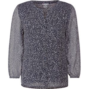 Street One Printed chiffonblouse with smok detail - Dames Blouse - deep blue - Maat 46