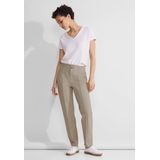 Street One - Slim-fit Sigarettenbroek - Beige - Dames - L - Polyamide