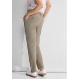 Street One - Slim-fit Sigarettenbroek - Beige - Dames - L - Polyamide