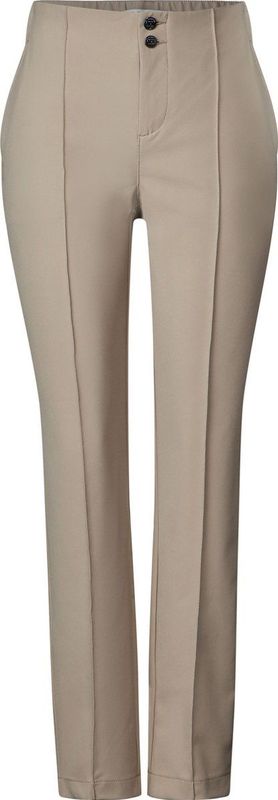 Street One - Slim-fit Sigarettenbroek - Beige - Dames - L - Polyamide