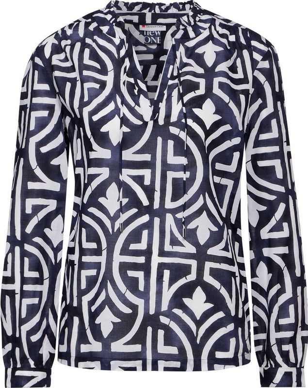 Street One - A344657 LTD QR Printed Blouse - Multicolor - V-hals - Lange Mouwen