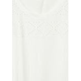 Street One - Crista - Dames T-shirt - Off White - Met Borduurwerk