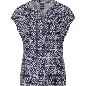 Street One printed shirt with button panel Dames T-shirt - deep blue - Maat 38