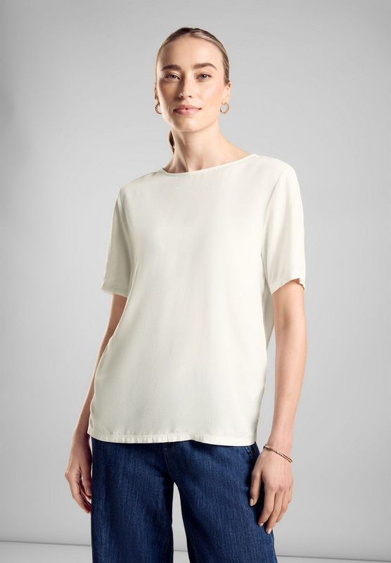 Blouse - Effen - Jersey - Ronde Hals - Kwartmouw - Normale Pasvorm