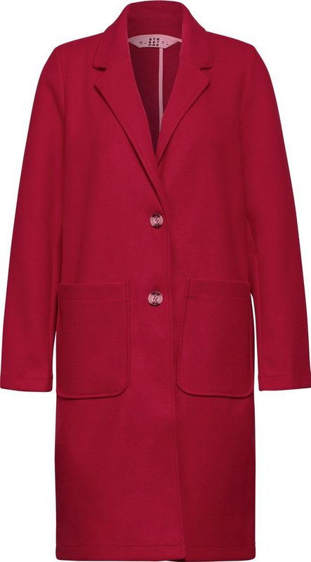 Street One - cosy Revers Coat - Dames Jas - Carpet Red - Katoen