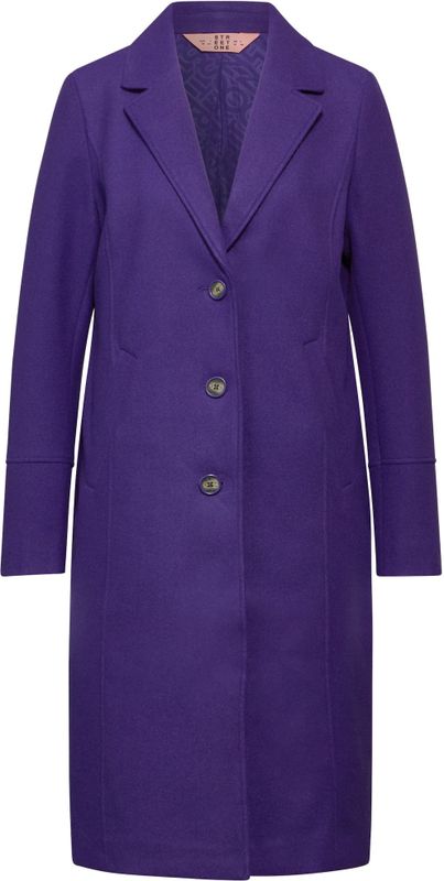 Street One - Dames Wol-look Jas - Paars - Reverskraag - Knoopsluiting