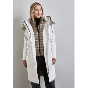 Street One - Damesjas - Frosty Grey - Lange Gevoerde Jas - Afneembare Capuchon