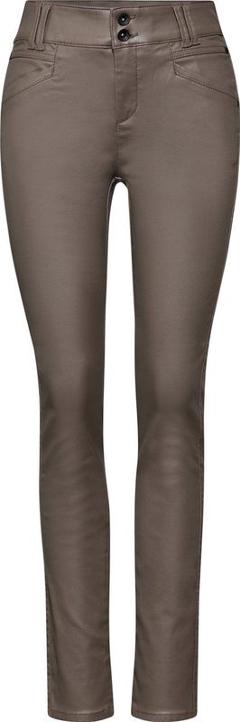 Street One - York Style - Dames Broek - Bruin - Slim Fit - Coated