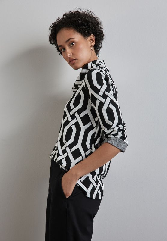 Street One - Jaquard Overhemd - Zwart - Dames