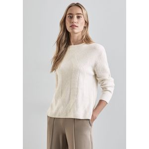 STREET ONE - Gebreide Trui - Cream White Melange - Structuurpatroon