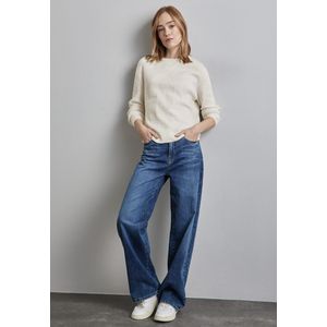 STREET ONE - Gebreide Trui - Cream White Melange - Structuurpatroon