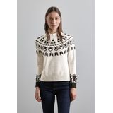 Street One Dames Jaquard trui in Wit, in size: 40