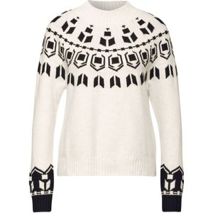 Street One Dames Jaquard trui in Wit, in size: 34