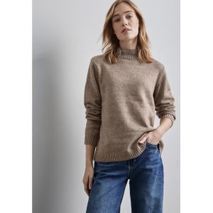 STREET ONE - Gebreide Trui - Mocha Glow - Met Ribboorden