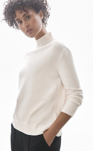 Gebreide Trui - Cream White Melange - Met Turtleneck - Lange Mouwen