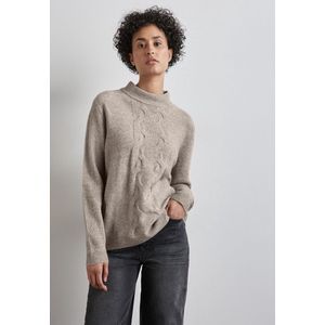 STREET ONE Trui met gebreid patroon, Mocha Beige Mel., 38