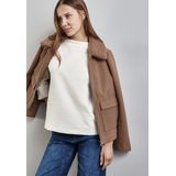 Shirt - Effen - Corduroy - Opstaande Kraag - Driekwart Mouw - Normale Pasvorm