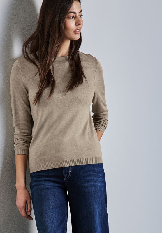 Street One Dames Zachte gebreide trui in Beige, in size: 34