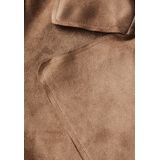 Street One - Open Velours Trenchcoat - Beige - Dames - Polyester