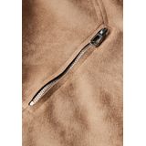 Street One - Open Velours Trenchcoat - Beige - Dames - Polyester