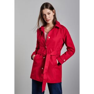 Trenchcoat - Strong Red - Zonder Capuchon - Knoopsluiting - Met Riem