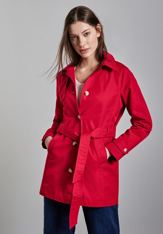 Street One - Dames Trenchcoat - Rood - Katoenmix