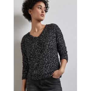 Street One - Dames Shirt - Grijs - Leopatroon