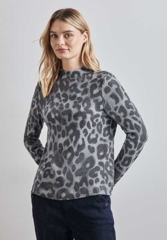 LTD QR Zacht bedrukt Turtle Neck Shirt, Echo Grey, 36