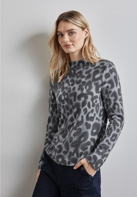 Longsleeve - Echo Grey - Leopatroon - Zonder Capuchon - Lange Mouwen