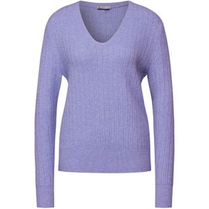 Street One - Trui - Viola - V-hals - Ribstructuur
