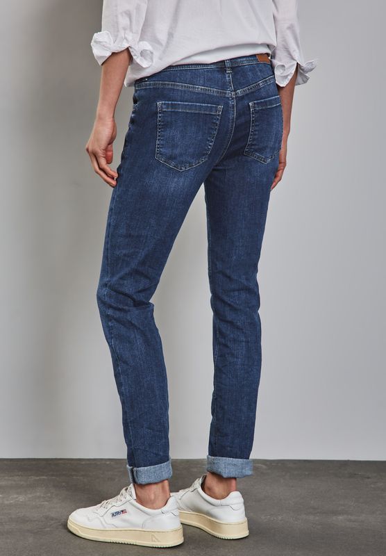 Jeans - Dark Blue Wash - Met Stretch - Riemlussen - Patches