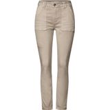 STREET ONE Cargo Jeans - Beige Washed - Stretch - Riemlussen - Patches