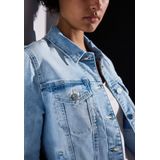 Street One - Dames Denim Jack - Blauw - Gebleekte Look