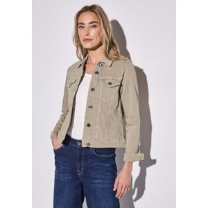 Street One, Jassen, Dames, Beige, 3Xl, Denim, Denimjack met metalen knopen