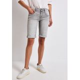 Street One - Bermuda Jeans - Lichtgrijs - Katoenmix - Casual Pasvorm